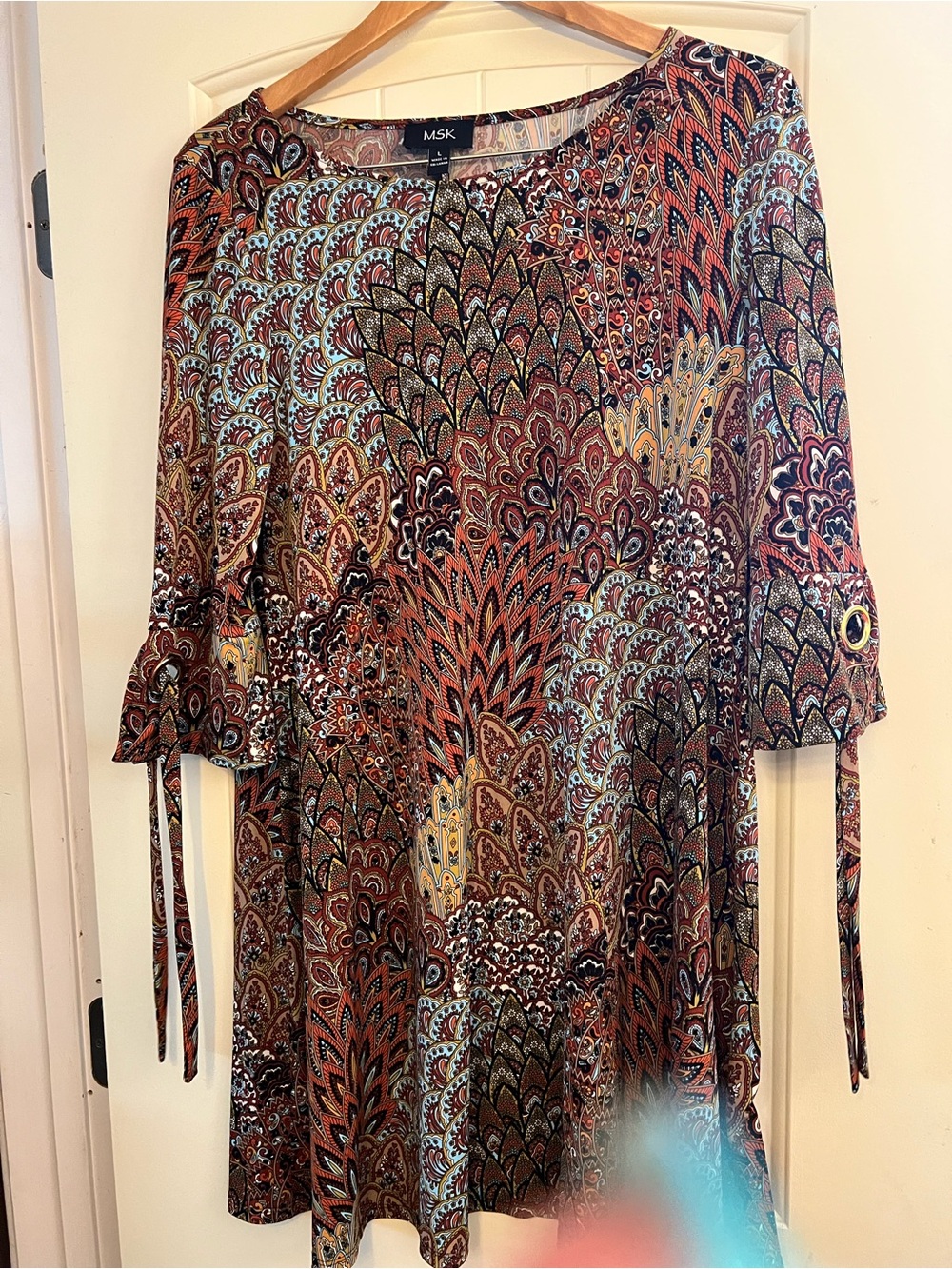 MSK Women's Multicolor Paisley Bell-Sleeve Tunic